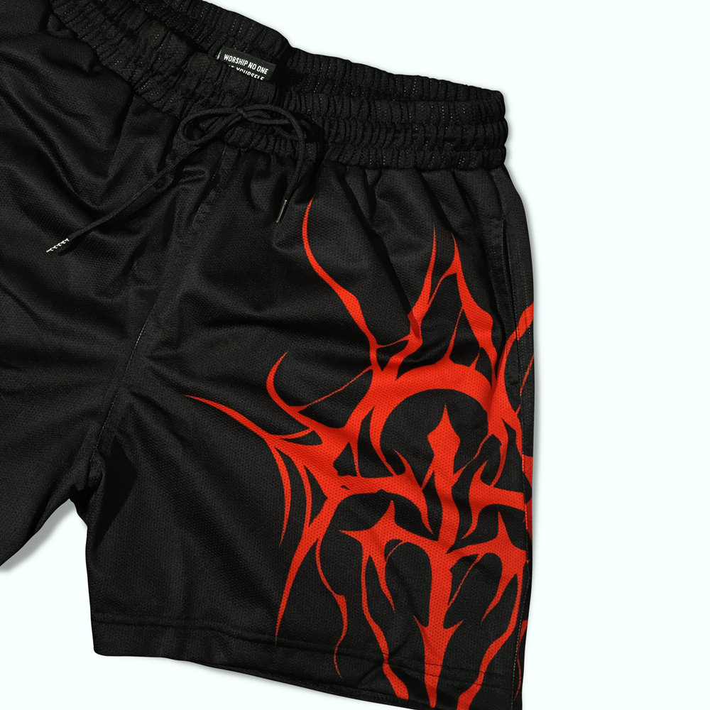 MESH SHORT (RED ON BLACK)