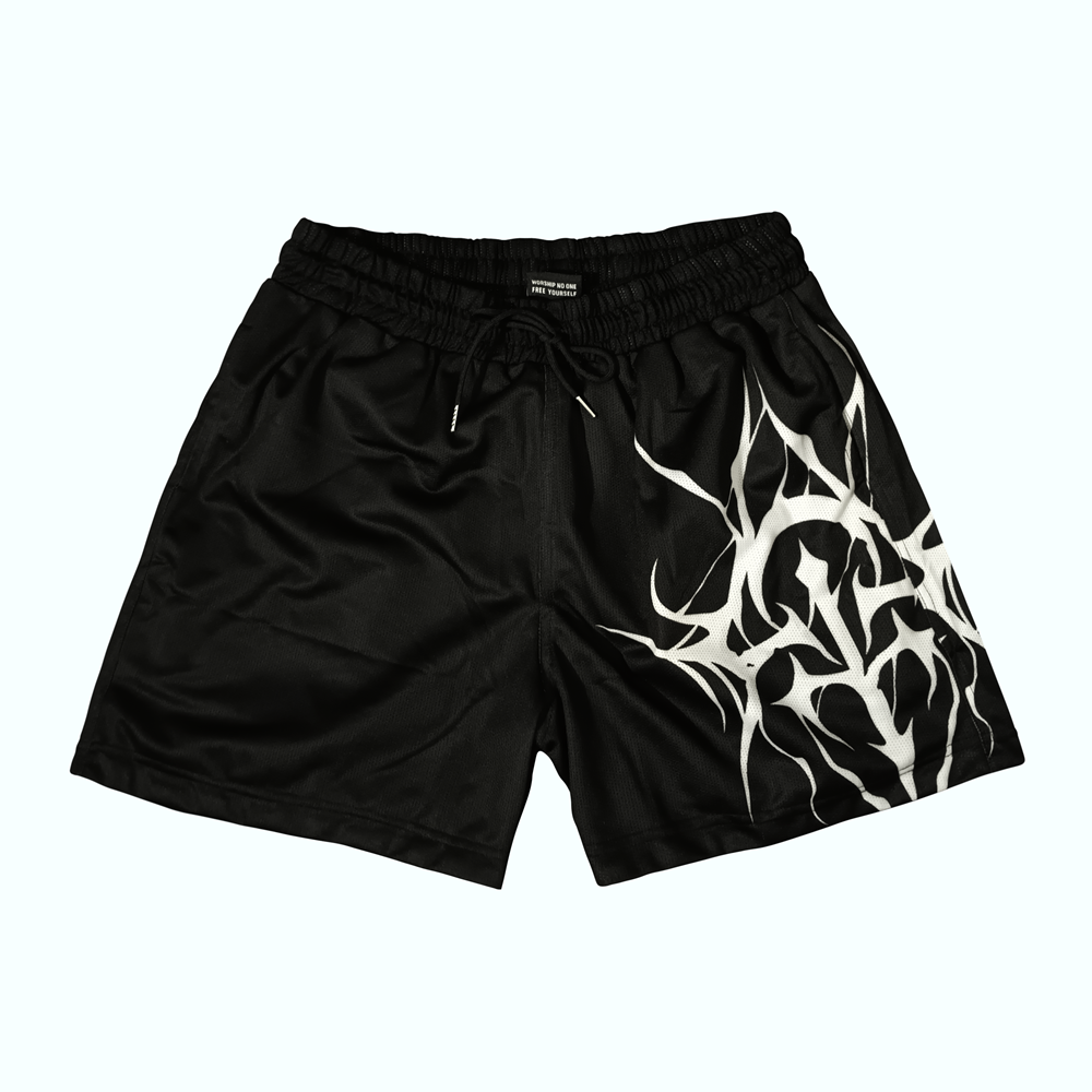 MESH SHORT (WHITE ON BLACK)